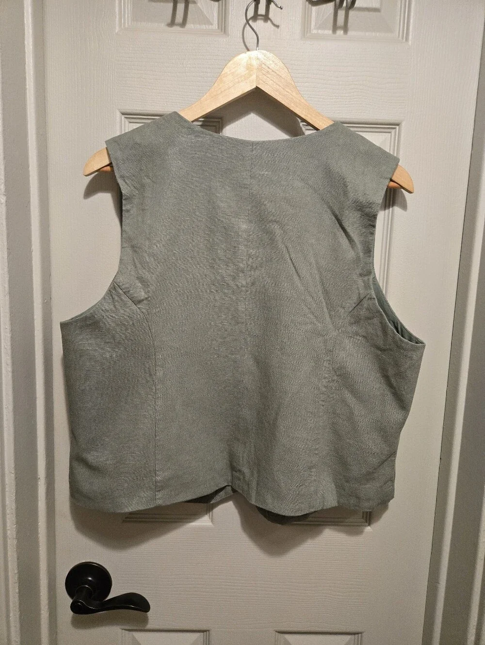Express Women's Linen Button-Front Sleeveless Vest Top in Olive Green Sz XL